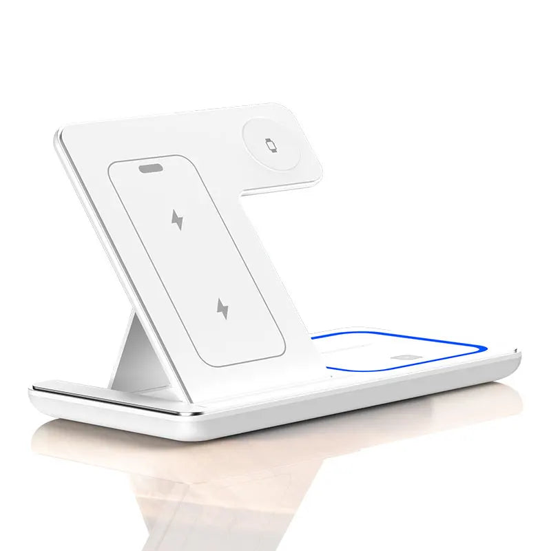 30W LED Fast Wireless Charger Stand 3 in 1 Foldable Charging Station for Iphone 15 14 13 12 11 Apple Watch 9 8 7 6 5 Airpods Pro