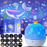 Crown Star Light Projection Rotating Star Bedroom Ceiling Atmosphere Night Lamp Stars Childrens Birthday Gift with Films Sheet