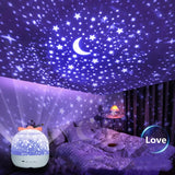 Crown Star Light Projection Rotating Star Bedroom Ceiling Atmosphere Night Lamp Stars Childrens Birthday Gift with Films Sheet