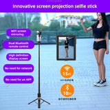 Selfie Stick Tripod Stand with Small Screen Casting Selfie Monitor with Remote Control Extendable Tripod for Smartphone Selfie